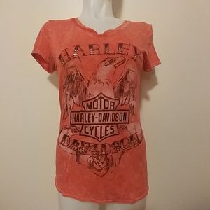 **Classic Genuine Harley tee with pink gems!